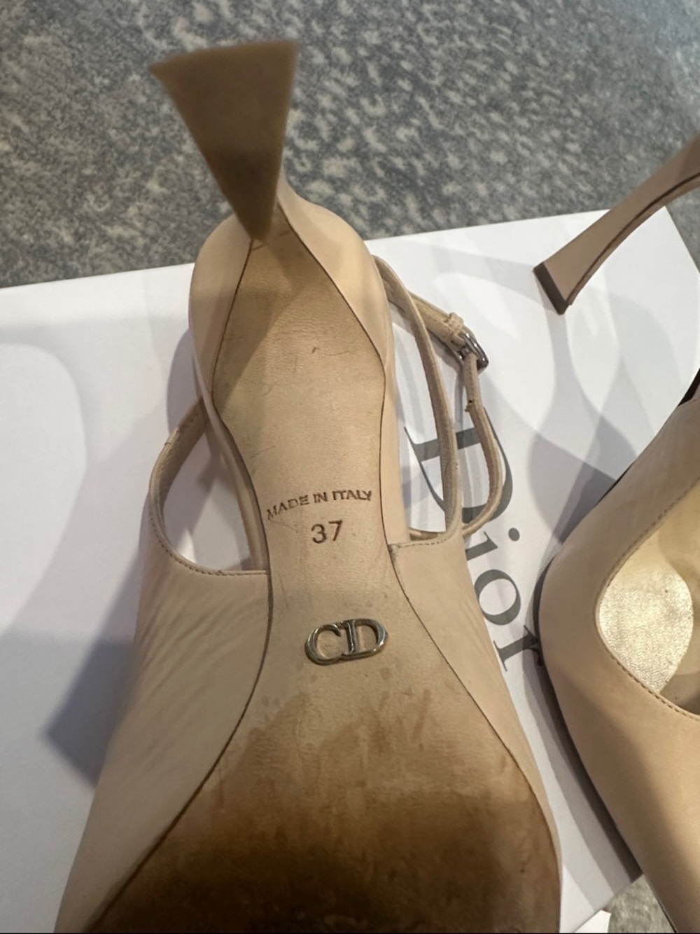 Dior Beige Pointed-Toe Ankle-Strap Pumps SIZE 37 - Picture 2 of 16